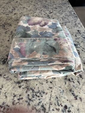 Crown Craft Floral Cotton Blend Sheet Set in Sage and Lavender